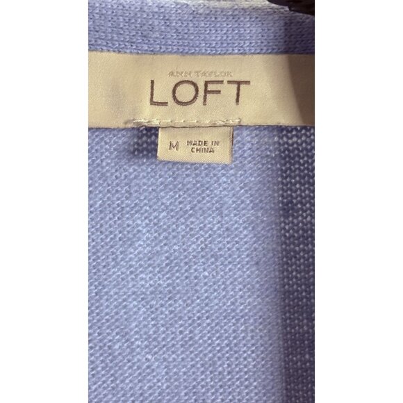 Ann Taylor Loft Womens Light Blue Open Front Cardigan Sweater Long Sleeve Ribbed - Picture 6 of 6